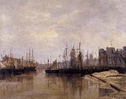 Desavary Charles L'Arriere-port de Dunkerque oil painting reproduction